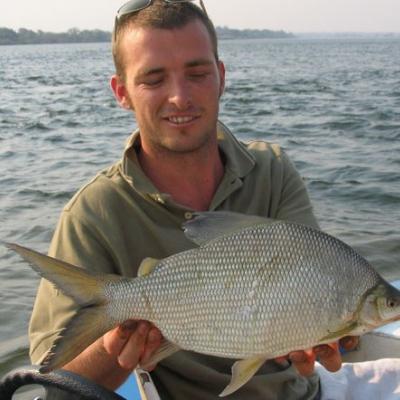 Angler with a bream caught on the river